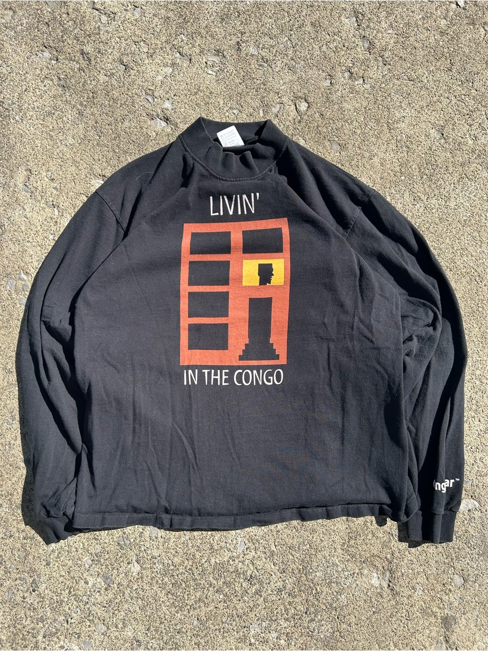 Vintage Black 'Livin' in the Congo' Long Sleeve Graphic Tee